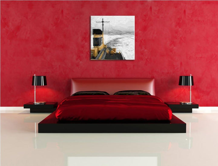 Pixxprint Grosses Schiff 70x70cm Leinwandbild Wandbild Kunstdruck, 70x70
