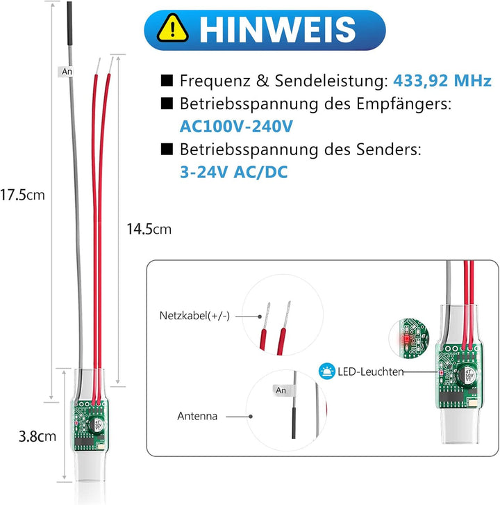 Satisure Funksignal Weiterleitung, Türklingel Weiterleitung Funk Klingelanlagen Funkkonverter