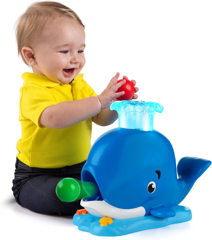Bright Starts Silly Spout Whale Popper Ballspielzeug mit Musik Lichtern und 3 bunten Bällen, Mehrfar