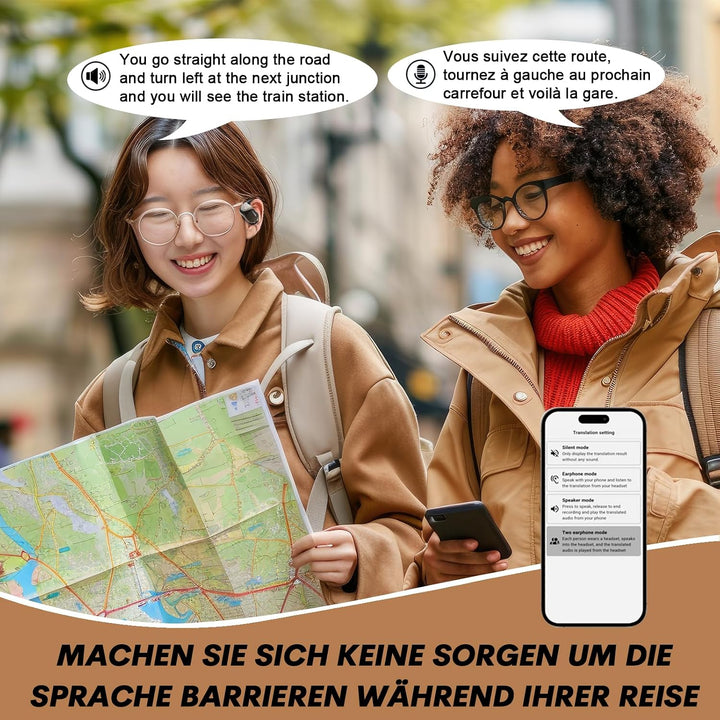 Xmenha AI Translation Earbuds mit Touchscreen Open Ear Übersetzer Kopfhörer kabellos Bluetooth Sport
