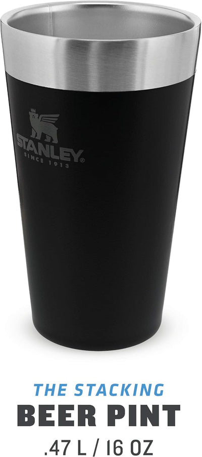 Stanley Adventure Vacuum Stein 709 ml / 24oz Matte Black – Beer Stein mit Henkel für 7 Stunden kalt