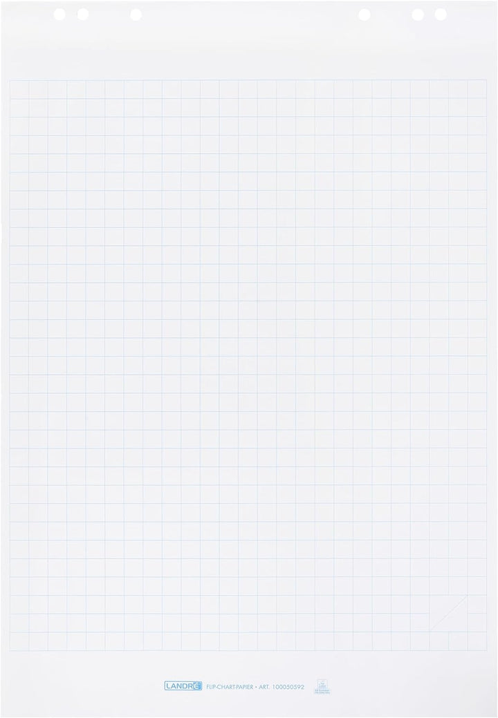 Landré Flipchart Papier, kariert, mit 20 Blatt je Block, 6 fach Lochung, 5 Stück
