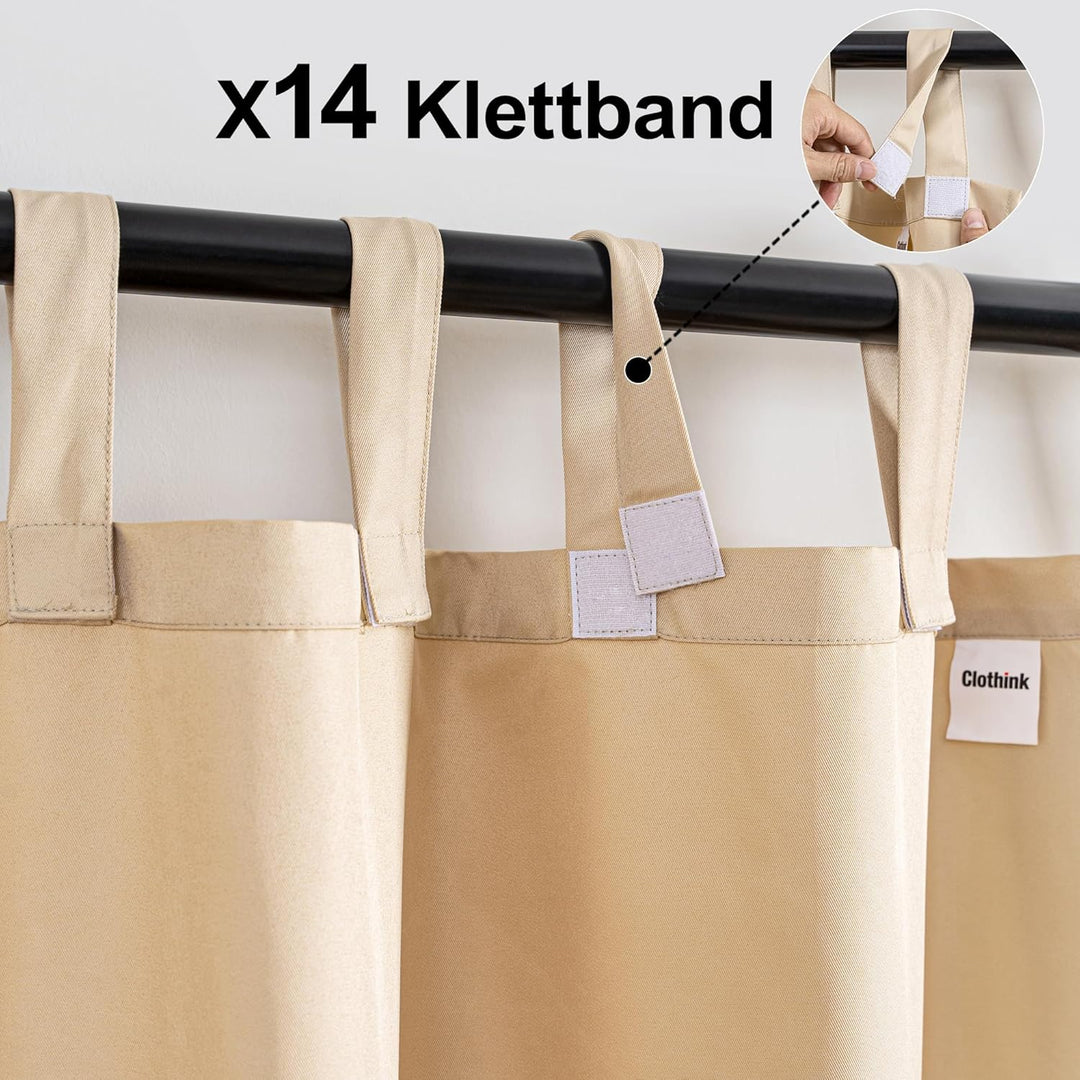 Outdoor Vorhänge Wasserfest Sonnenschutz Winddicht mit Klettband Oben für Terrasse Garten Balkon Fam