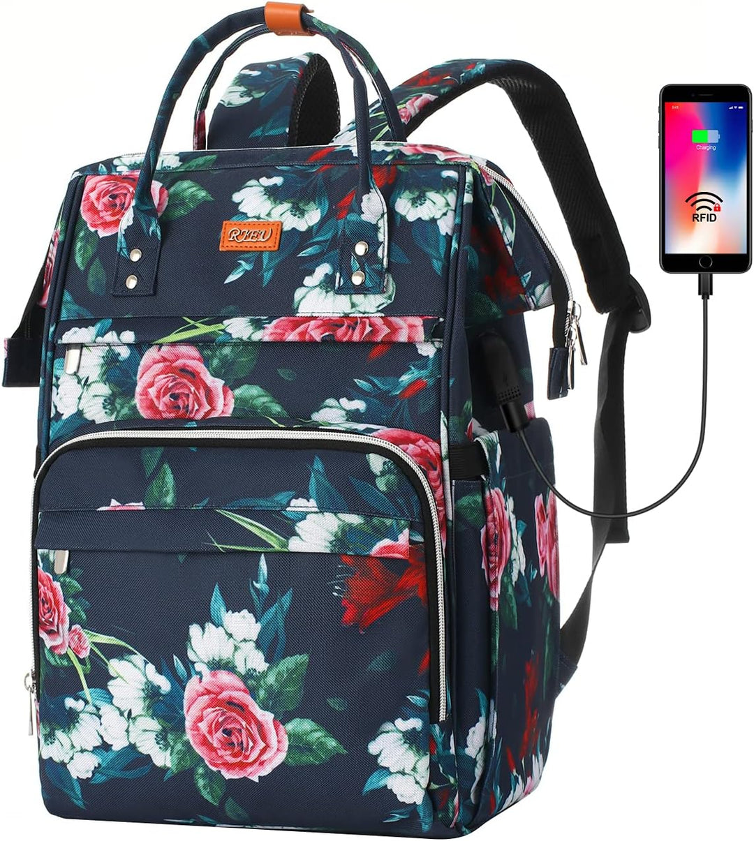 RJEU Rucksack Damen,Schulrucksack Mädchen Teenager mit USB-Ladeanschluss,Laptop Rucksack Schule für