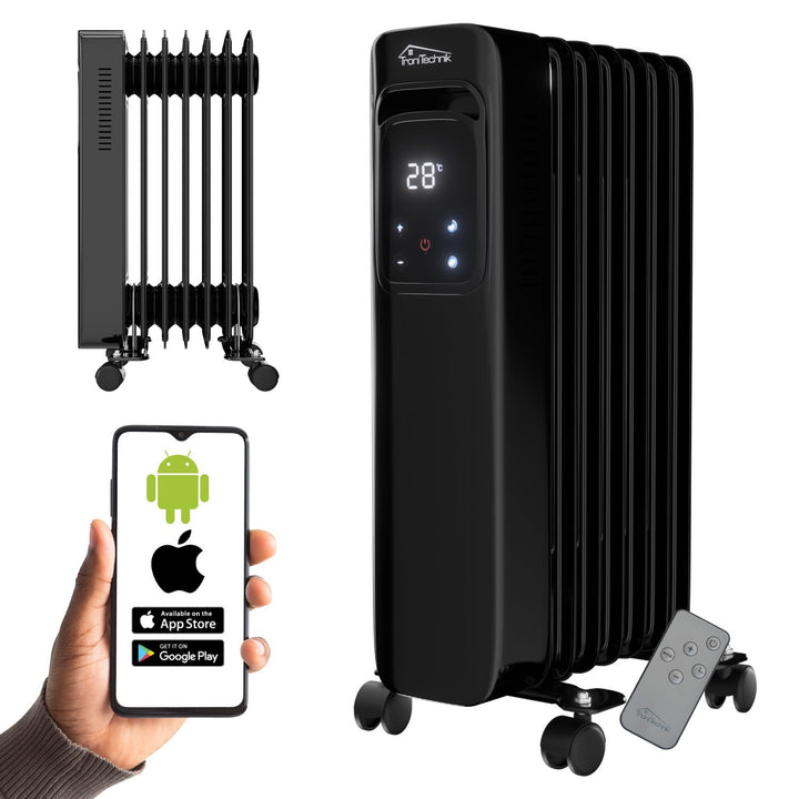 Tronitechnik® Ölradiator TT-OR 307 Elektroheizung Schwarz Öl-Heizung Radiator 3 Heizstufen 7 Rippen