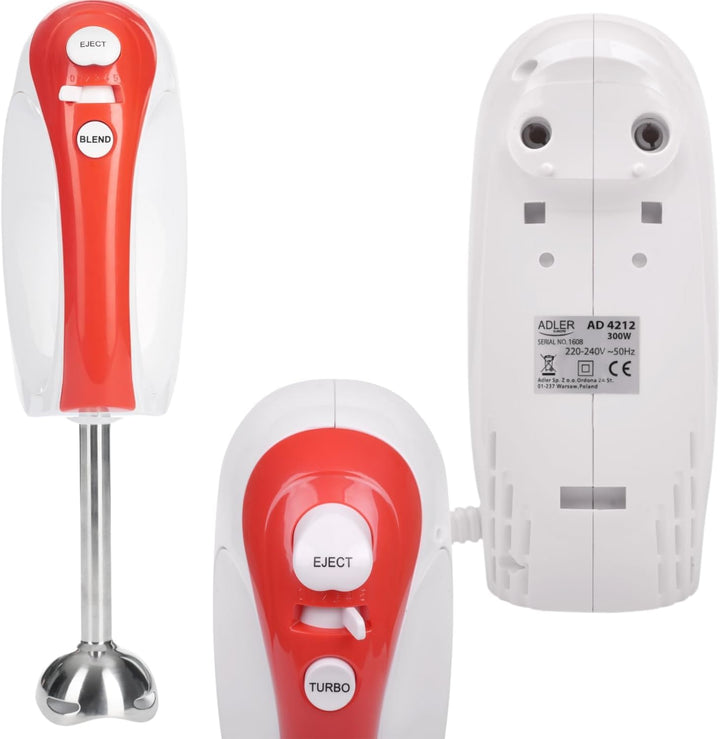 Adler AD 4212 2 in 1 Hand Mixer to mix Handrührgerät, weiss/rot