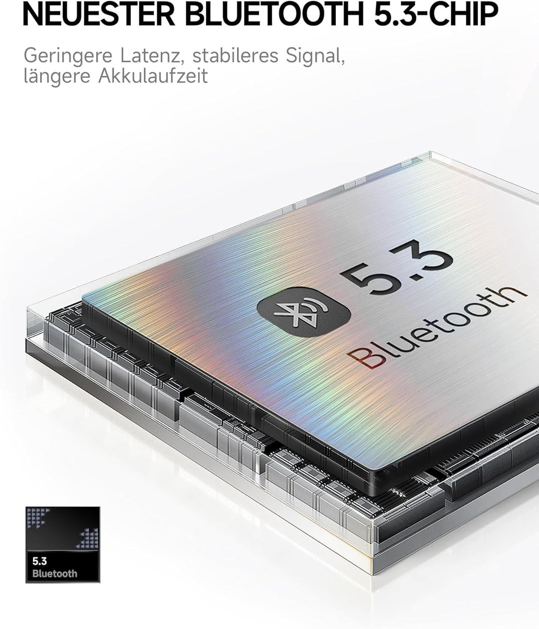 Picun B8 Bluetooth-Kopfhörer, 120 Stunden Wiedergabezeit, kabellose Bluetooth-Kopfhörer mit 3 EQ-Mod