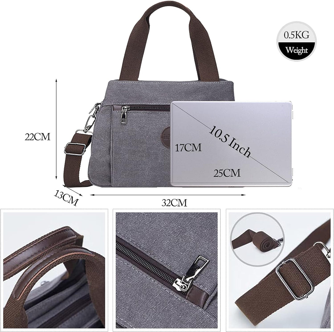 FANDARE Retro Handtaschen Leinwand Schultertasche Damen Umhängetasche Frauen Crossbody Messenger Bag