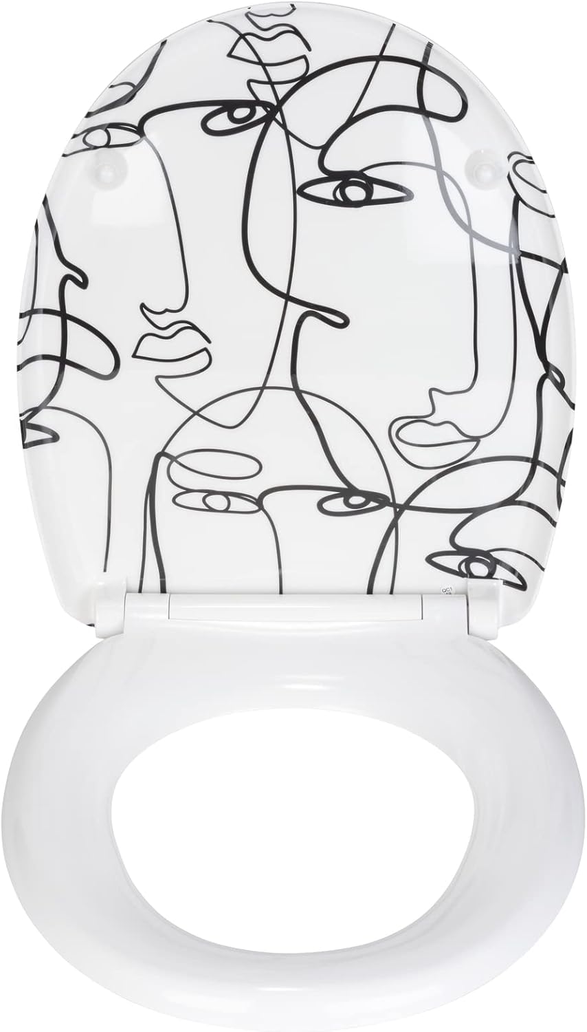 WENKO WC-Sitz Faces, Premium-Duroplast Design-Toilettensitz mit Easy-Close Absenkautomatik & Fix-Cli