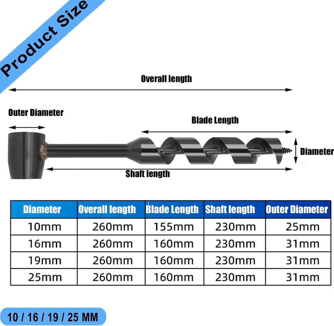 4 Stück Handbohrer für den Aussenbereich,Handbohrmaschine für Holzbearbeitung,für Outdoor Survival,C