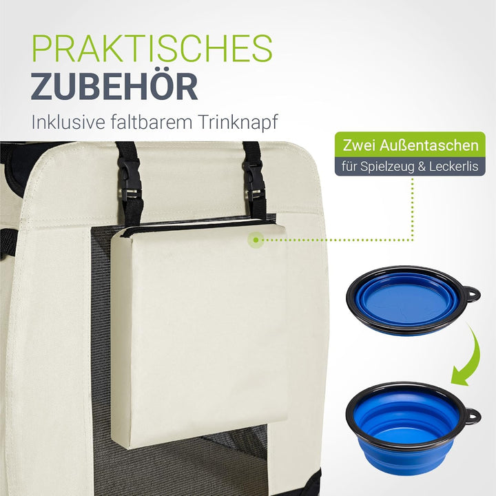 Juskys Hundetransportbox Lassie M faltbar & tragbar 42x60x44 cm mit Decke, Tasche & Griffen - Faltba