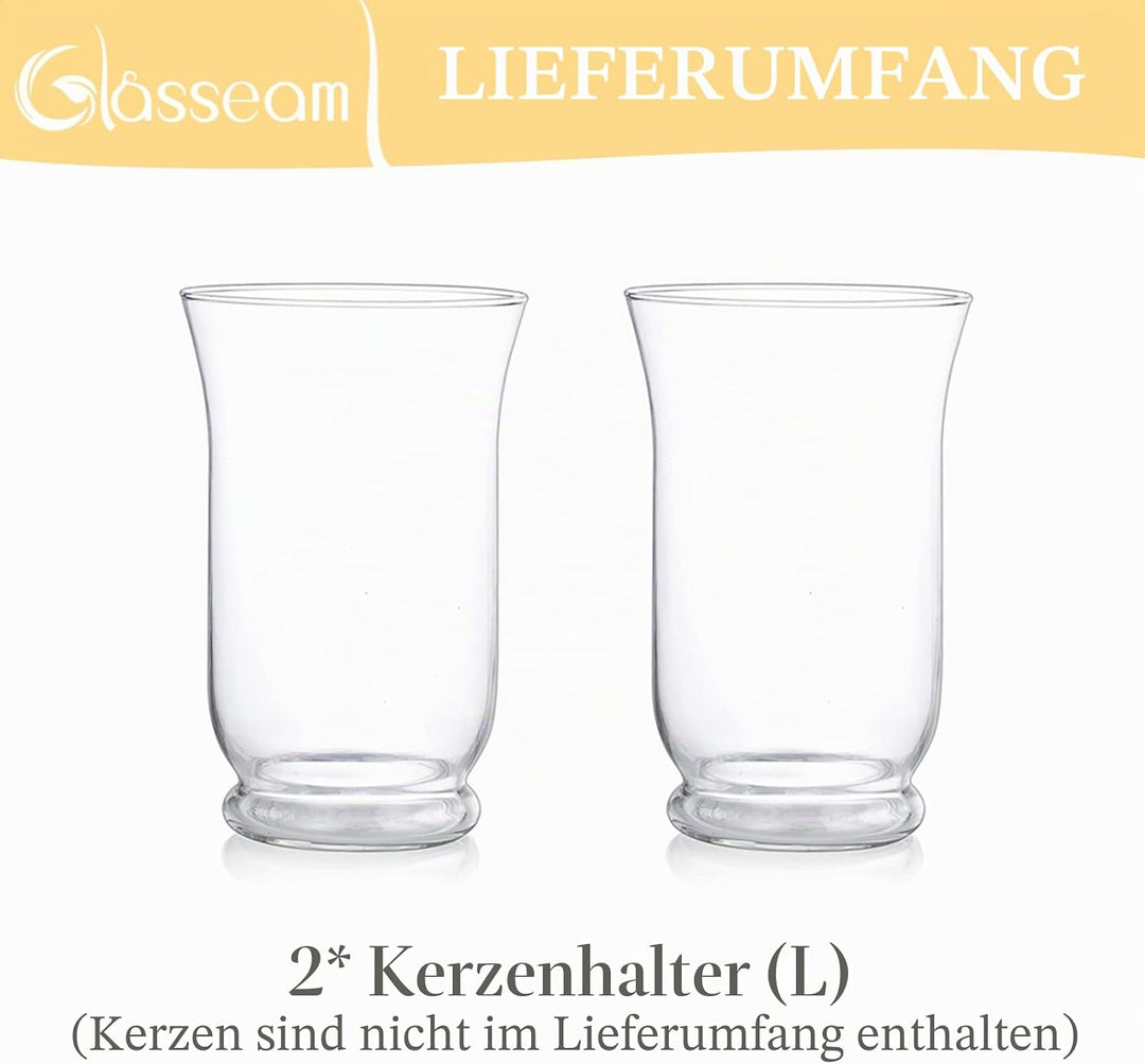 Glassäulen-Kerzenhalter für Kerzen mit 75 mm Durchmesser, 2 St Hurricane-Kerzenhalter, Hochzeitsmitt