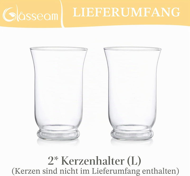 Glassäulen-Kerzenhalter für Kerzen mit 75 mm Durchmesser, 2 St Hurricane-Kerzenhalter, Hochzeitsmitt