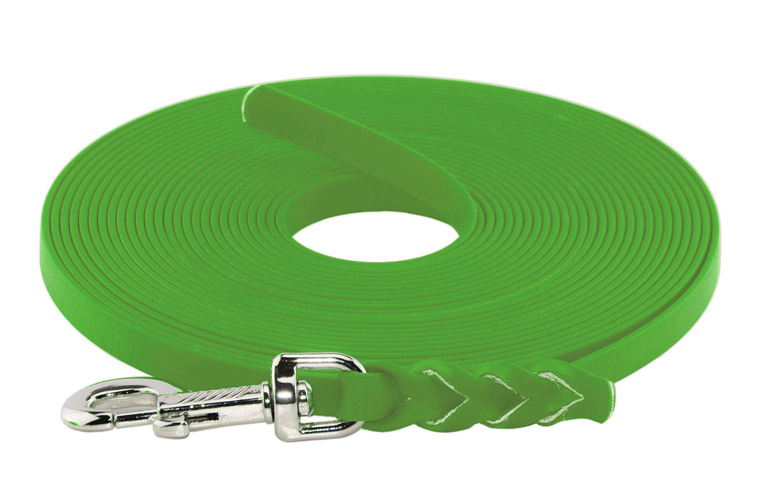 LENNIE BioThane Schleppleine, 19mm, Hunde ab 35kg, 1m lang, ohne Handschlaufe, Apfelgrün, geflochten