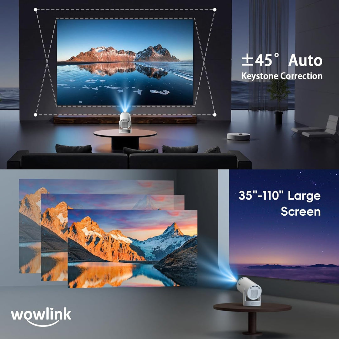 Mini Beamer Unterstützt 4K 1080P, Projektor Tragbarer mit WiFi 6 und Bluetooth 5.4, Beamer Klein Pro