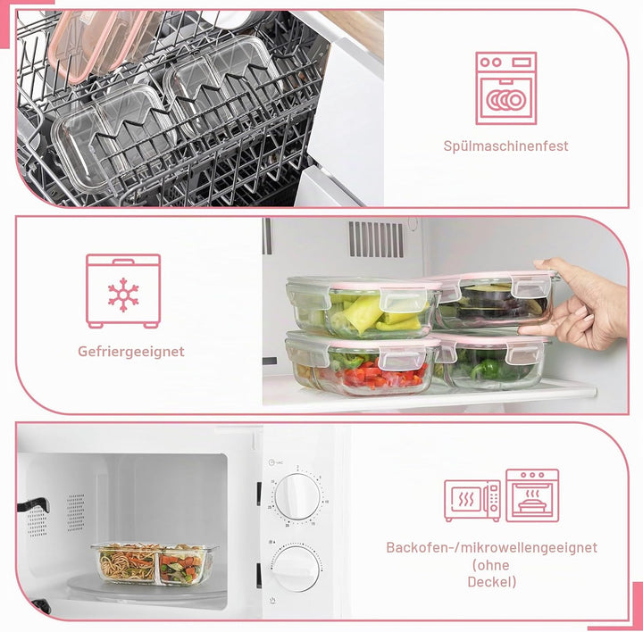 Winter Shore [5er-Pack Glas-Mahlzeitvorbereitungsbehälter – Vorratsdosen aus Glas mit luftdichten De