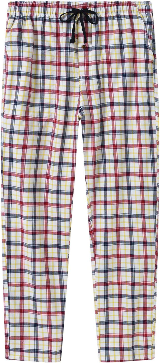 MoFiz Herren Pyjamahose Warm Lang Baumwolle Weich Schlafanzughose Kariert Winter Nachtwäsche Freizei