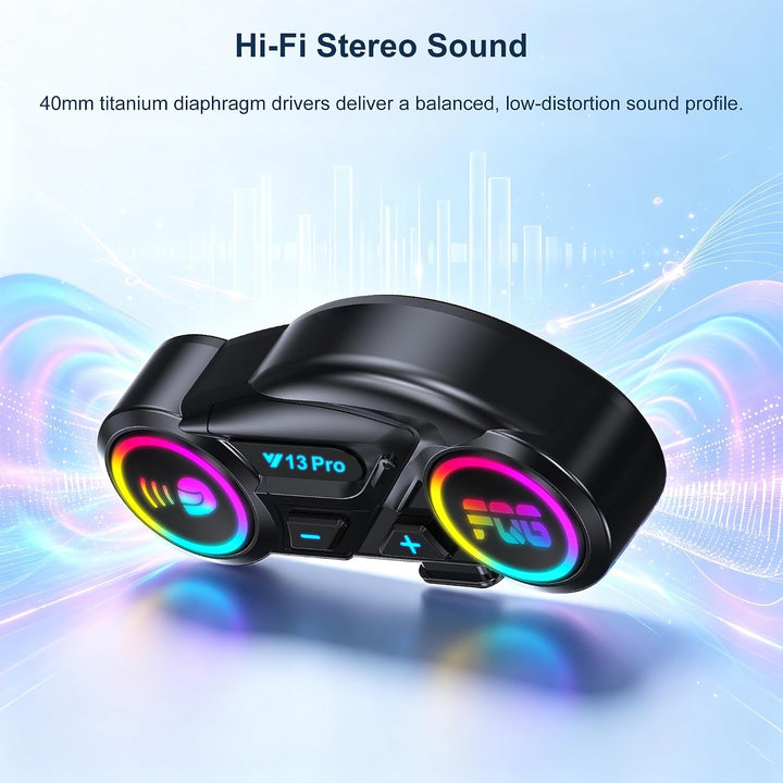 2 Stück Motorrad Headset Bluetooth 6.0,Motorradhelm Bluetooth Headset Standard Size x 2 2, Standard