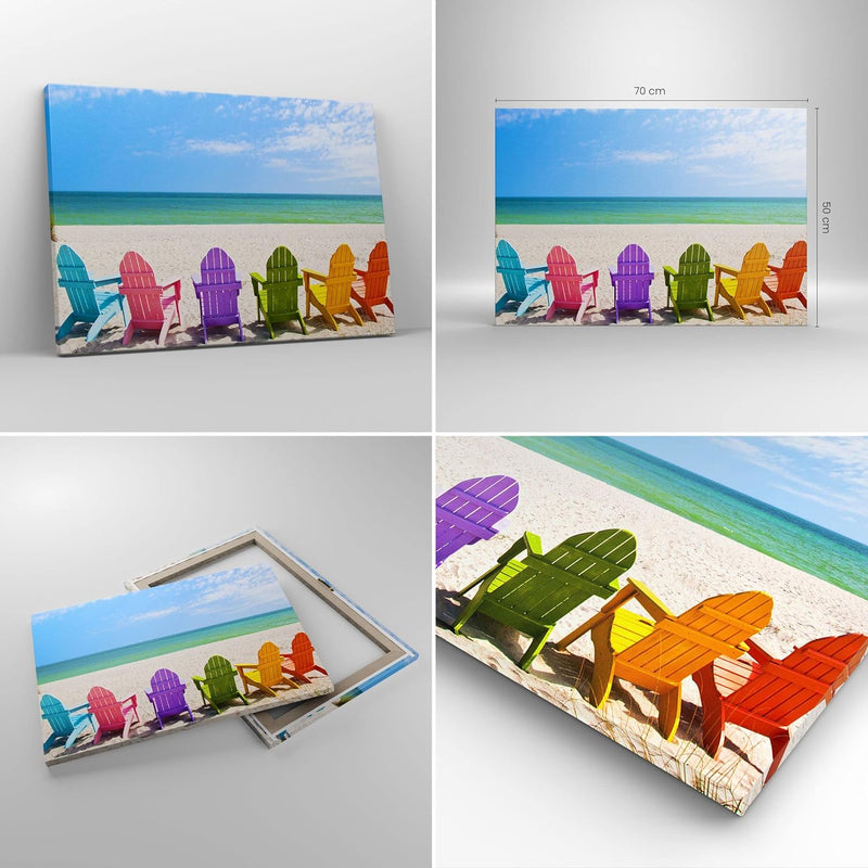 Bilder auf Leinwand Sunbed ufer florida Sommer Leinwandbild 70x50cm Wandbilder Dekoration Wohnzimmer