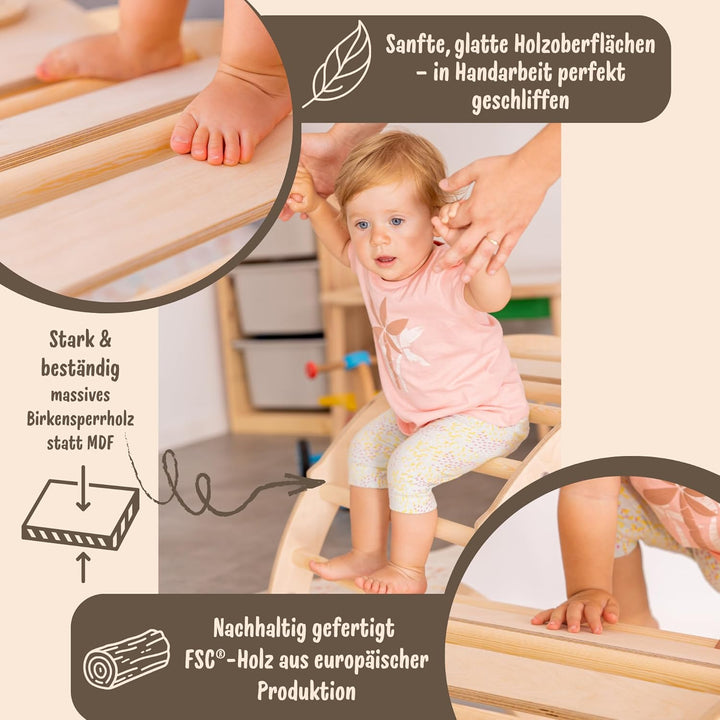 WoodsCraft - 2in1 Set: Indoor Rutsche mit Kletterdreieck | Kinderrutsche - Rollenrutsche: viele Sinn
