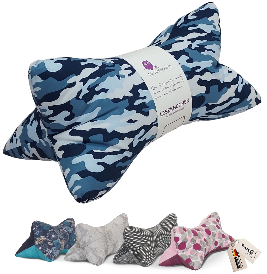 Leseknochen ausgefallen Nackenkissen Handmade in Deutschland, waschbar und individuell, als Nackenro