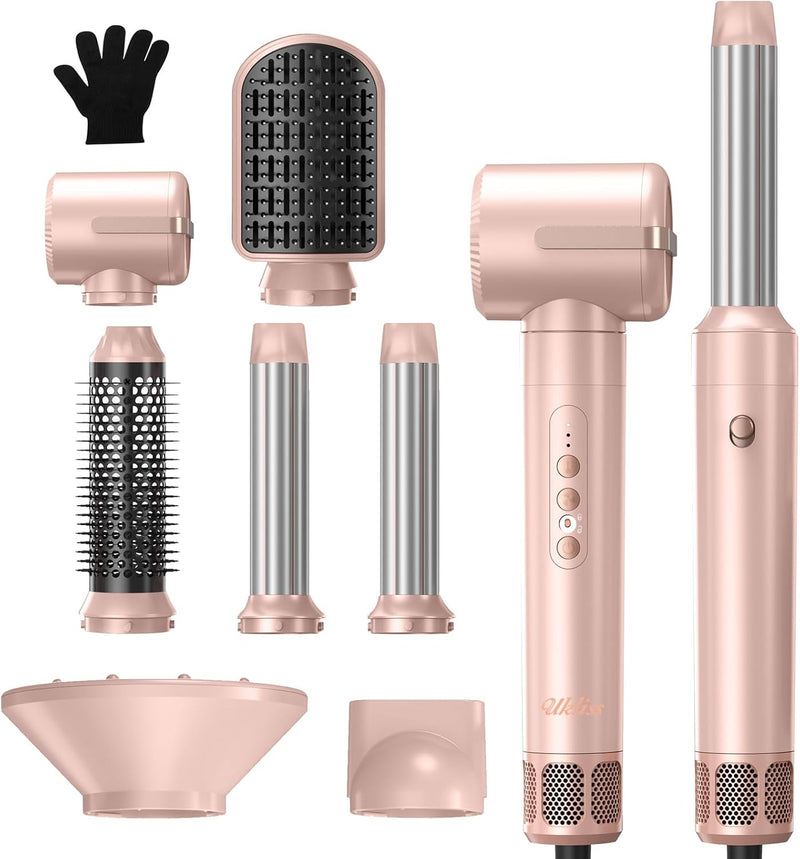 Airstyler 7 in 1, UKLISS 1400W Hairstyler Haartrockner mit Rundbürstenföhn Föhnbürste Set, 30mm Lock