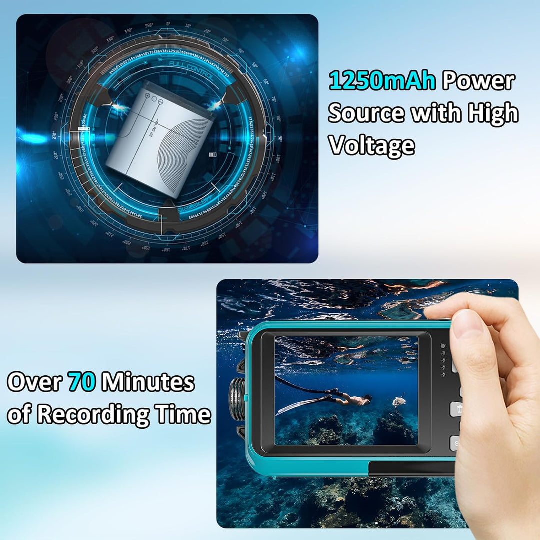 Digitalkamera, Yixinxin 4K Unterwasserkamera, 64MP Autofokus 16FT Digitalkamera wasserdichte mit 32G
