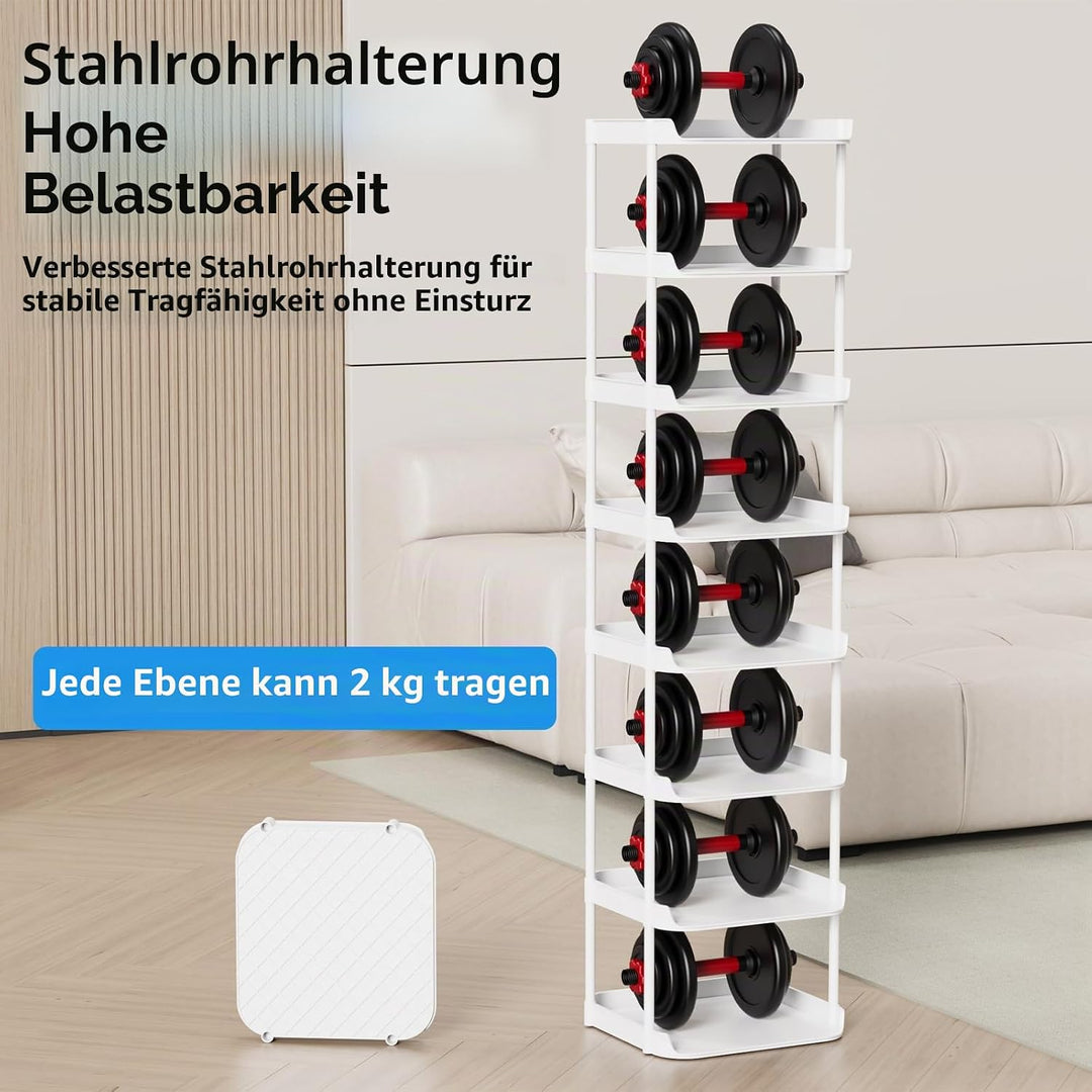 8 Ebenen Schmal Schuhregal, Mehrschichtiges Hoch Schuhregale Platzsparend, Stapelbar Klein Standrega