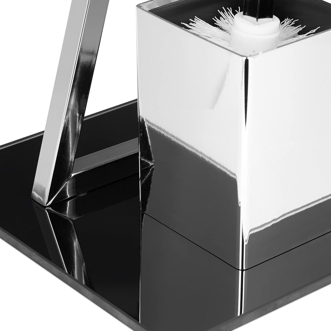 Relaxdays WC Garnitur GLASS H x B x T: 77 x 25 x 25 cm Toilettenpapierhalter aus Glas und Metall in