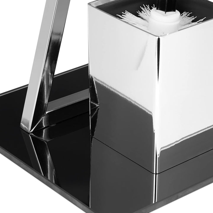 Relaxdays WC Garnitur GLASS H x B x T: 77 x 25 x 25 cm Toilettenpapierhalter aus Glas und Metall in