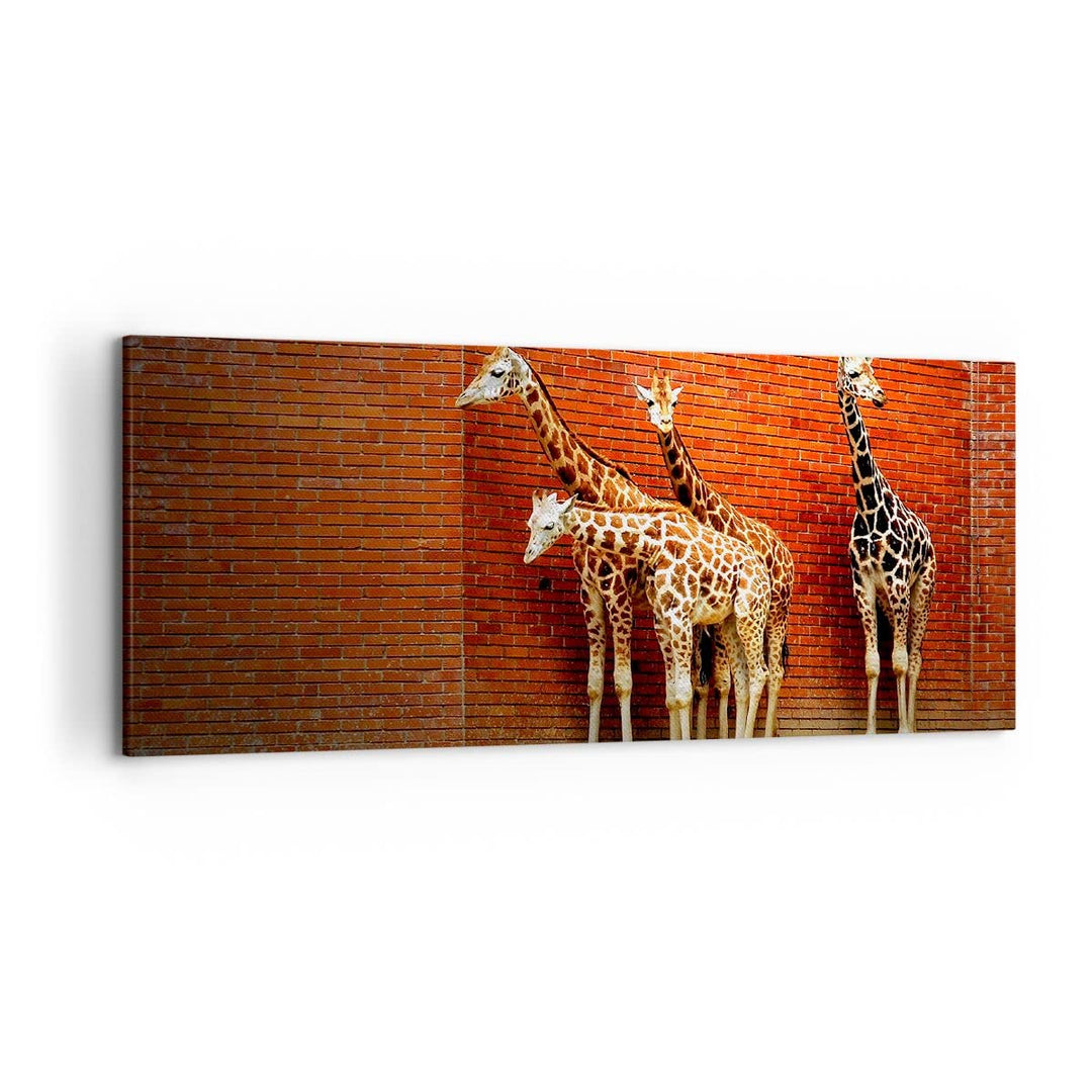 Wandbilder Dekoration Wohnzimmer Tiere Giraffen Zoo Familie Panorama Bilder auf Leinwand 120x50cm Le