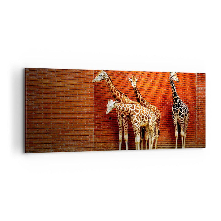 Wandbilder Dekoration Wohnzimmer Tiere Giraffen Zoo Familie Panorama Bilder auf Leinwand 120x50cm Le