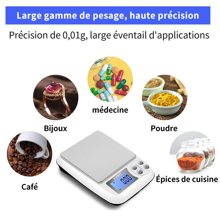 Digitale Küchenwaage, wiederaufladbar über USB, 1 kg/0,01 g, Lebensmittelwaage, Präzisionswaage, Tas