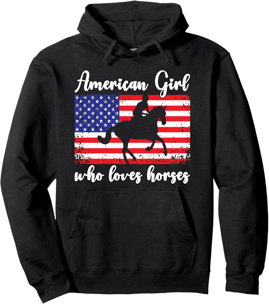 Amerikanisches Mädchen, das Arabische Pferde liebt Reiter Pullover Hoodie
