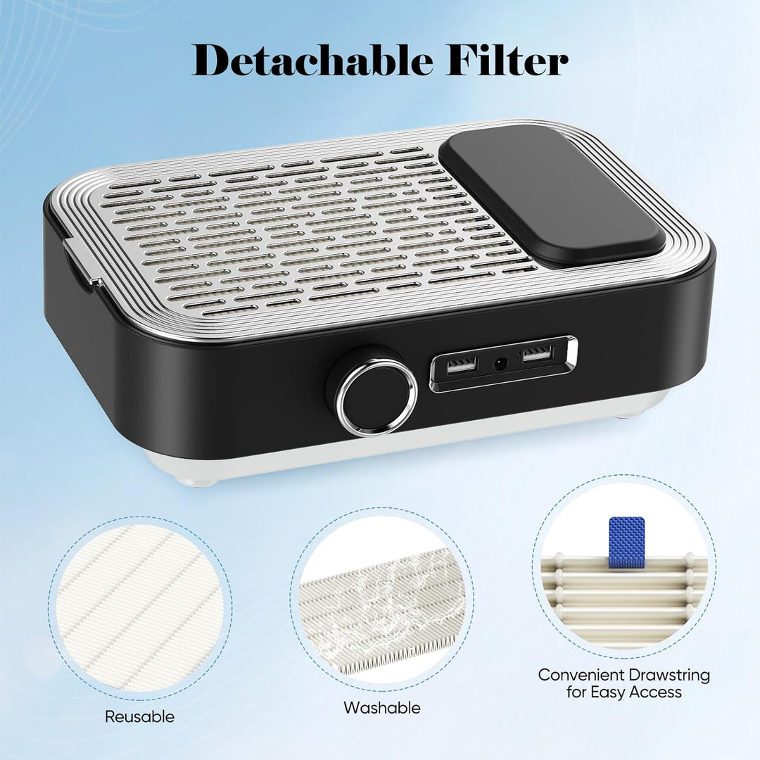 4-in-1 Elektrische Nagelfeile mit Staubsauger, LED-Lampe & Powerbank, 45.000 U/min Professionelle Na