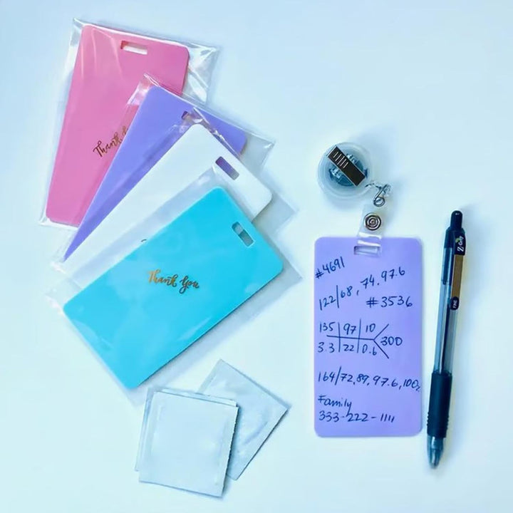 4 Stück Löschbare Ausweis Notizen, Erasable Badge Note, Notizblock Abwischbar Kleine Badge Notizen F