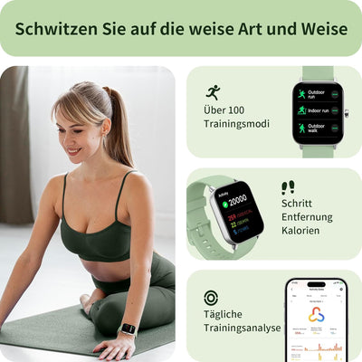 Yoever Smartwatch für Damen, Telefonfunktion und Alexa Built-in, 1.8" Fitnessuhr Herren mit Herzfreq