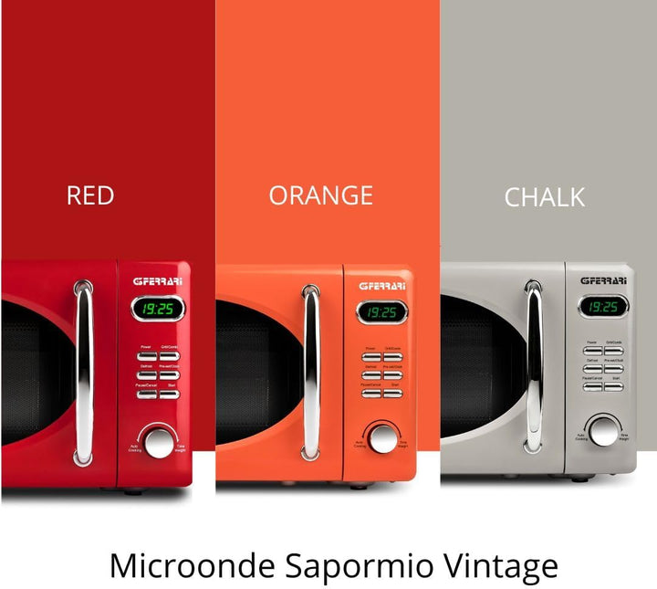 G3 Ferrari G10155 Sapormio Vintage, Digitaler Retro-Mikrowellenofen, 1150W, 20 Liter, 8 Programme, 4