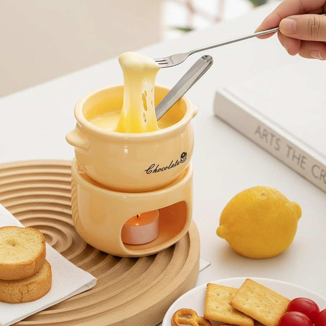 Schokofondue Tasse, Fondue Tasse, Mini Schokofondue mit 4 Fondue Forks Porcelain Chocolate Fondue Se
