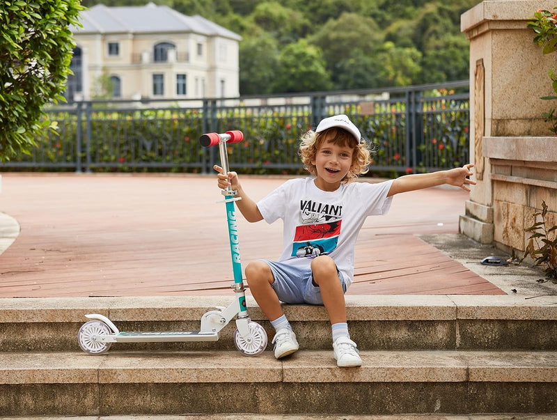 WeSkate Roller Kinder 2 Räder Klappbar Scooter, 3 Höhenverstellbare Kinderroller, PU Led-räder Kinde