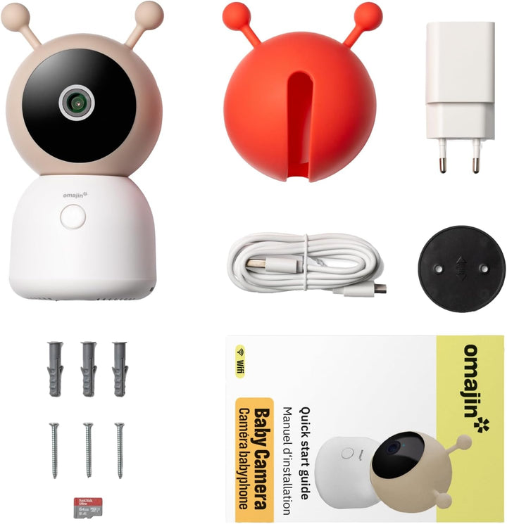OMAJIN by Netatmo, Smarte Babyphone-Kamera, 2K HD, Nachtsicht, Info bei Weinen, bidirektionales Audi