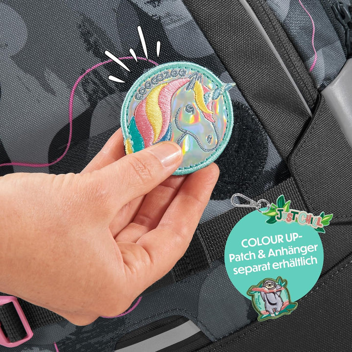 coocazoo Schulrucksack Joker „Bubble Brush“, grau-rosa, ergonomischer & anpassbarer Tornister, höhen
