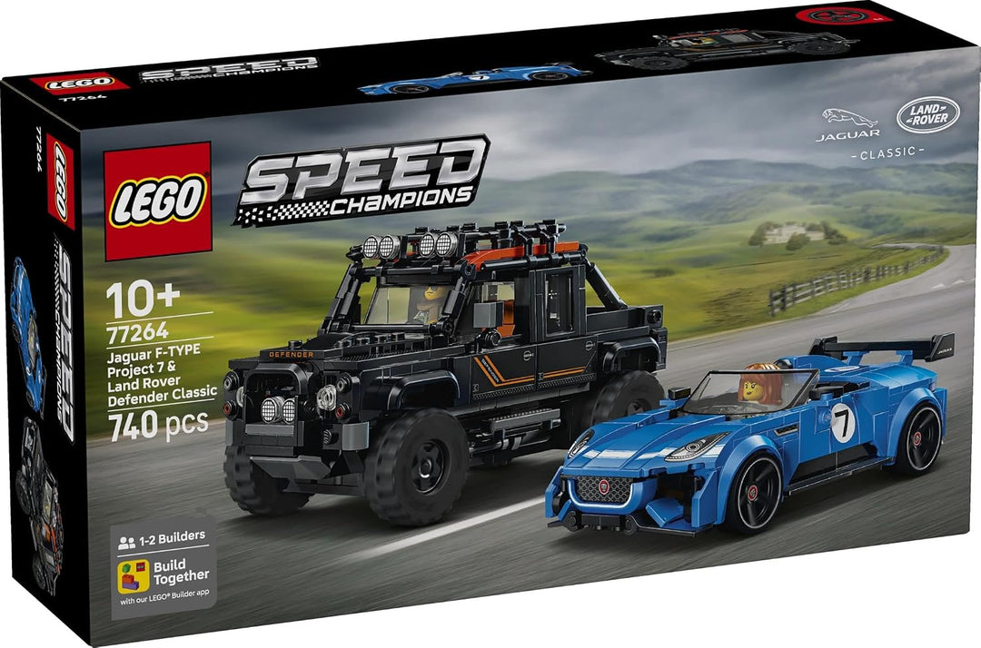 LEGO Speed Champions Jaguar Project 7 &amp; Land Rover Defender - Bauset mit 2 Spielzeugautos und 2 Mini