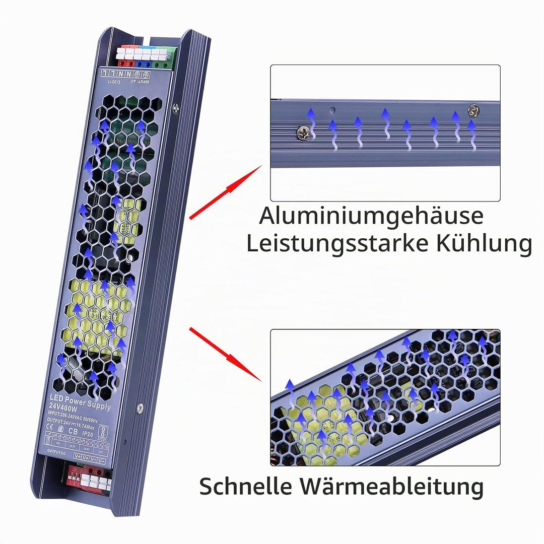 GOMING LED Netzteil Trafo 24V 400W AC 220V bis DC 24V 16.7A Transformator Konstante Spannung IP20 Ko