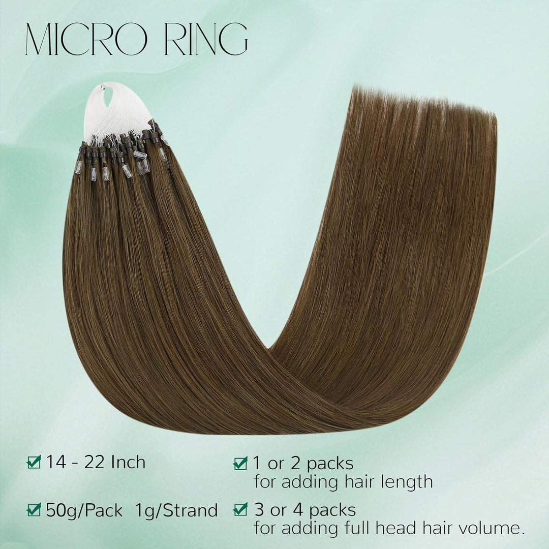 Easyouth Microring Extensions Echthaar Dunkelbraun Micro Loop Extensions Remy Menschenhaar Microring