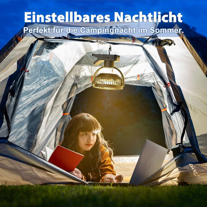 10000mAh USB Ventilator, Akku Camping Ventilator mit Fernbedienung, 360° Oszillation, Clip Ventilato