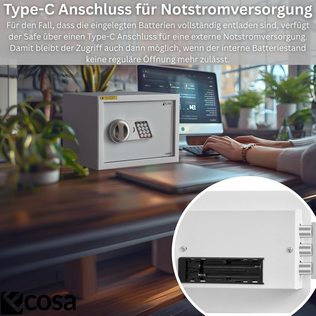 Ecosa ®Elektronischer Tresor Safe 35×25×25cm – Möbeltresor & Wandtresor mit Zahlencode und Schlüssel
