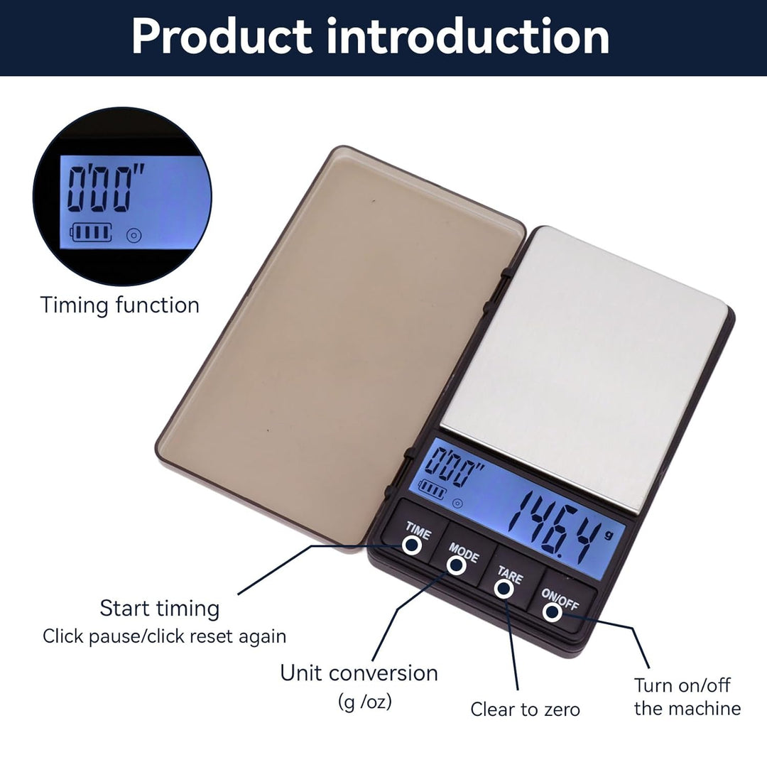 Cyrank Espresso-Kaffeewaage Mit Timer, Tropfkaffeewaage, Espresso Waage, Kleine Taschen-Kaffeewaage,