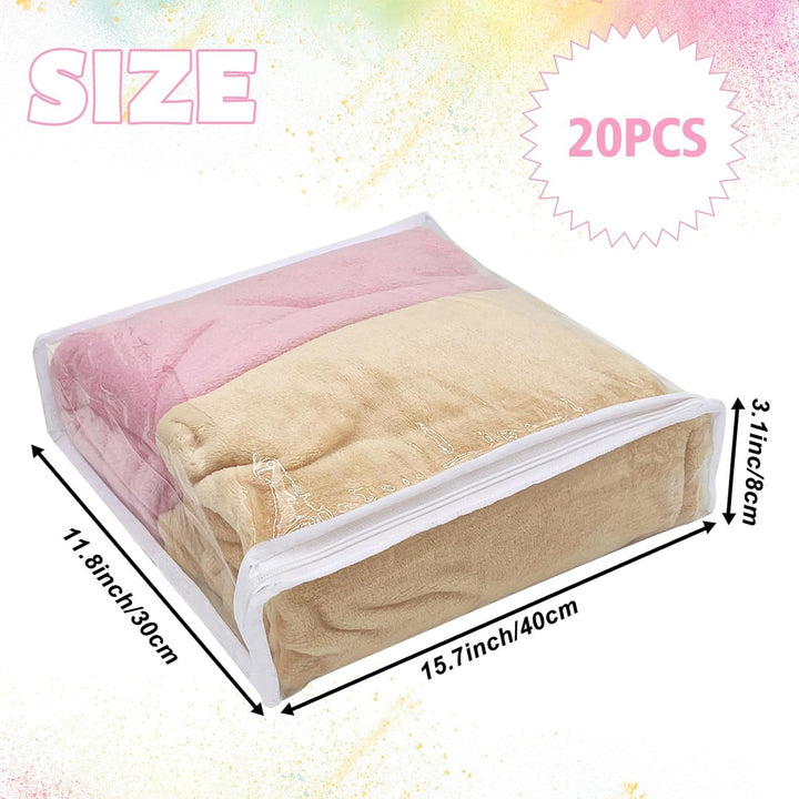 Rainmae 20 Pack Durchsichtige Kleidung Aufbewahrungstasche,40 x 30 x 8 cm,Vinyl Tragbare Schrank-Org