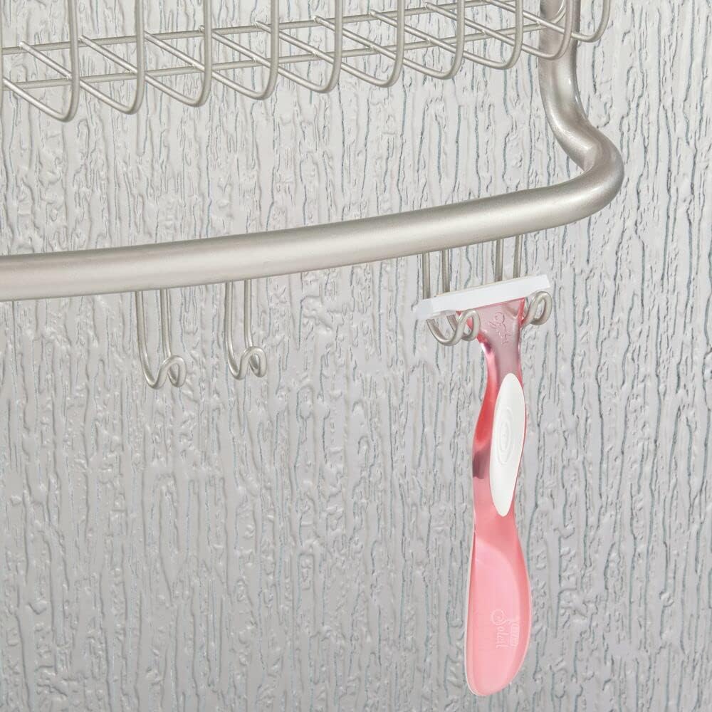 mDesign Duschablage zum Hängen über die Duschtür – praktisches Duschregal ohne Bohren – mit Saugnäpf